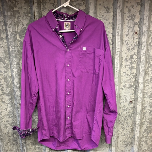 Cinch Men's Purple Casual Button Down Shirt - Picture 1 of 7